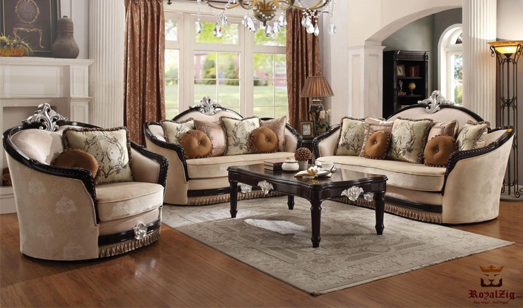 Beautiful Low Carving Sofa Set Royalzig