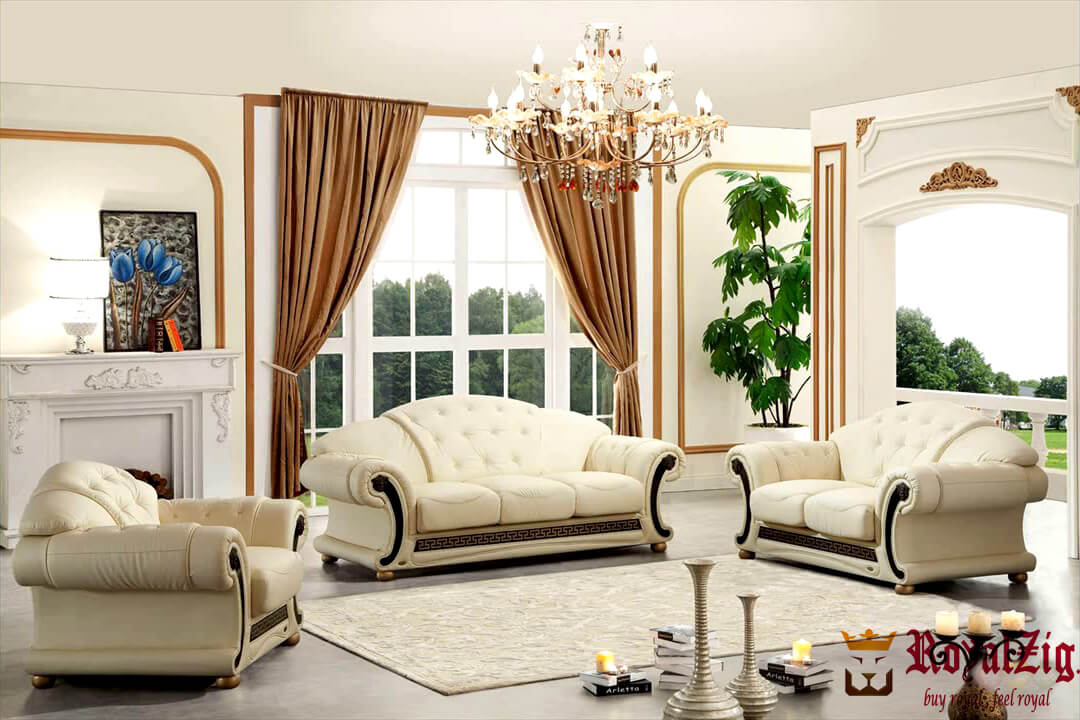 Classic Designer Tufted Wooden Sofa Set