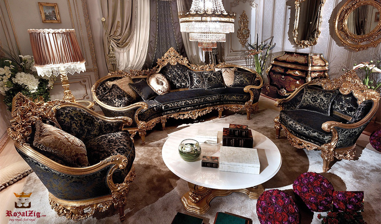Royal Luxury Sofa Set Designs For Living Carving Teak Wood