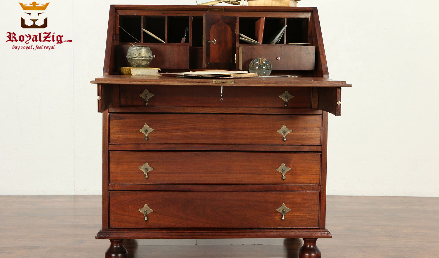 Marina-Antique-Style-Handcrafted-Secretary-Desk