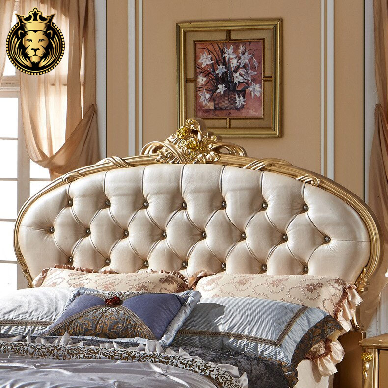 Oval Shape Headboard Golden Luxury Bed Royalzig