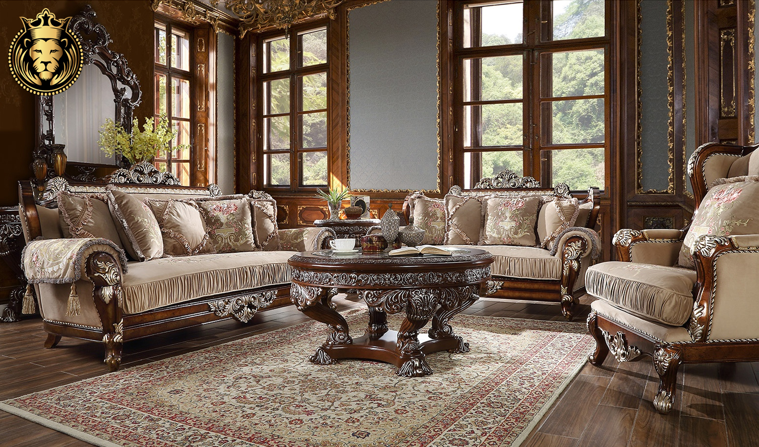 Baston European Antique Style Carving Sofa Set | Royalzig