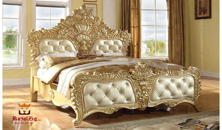 Luxury gold carving bed