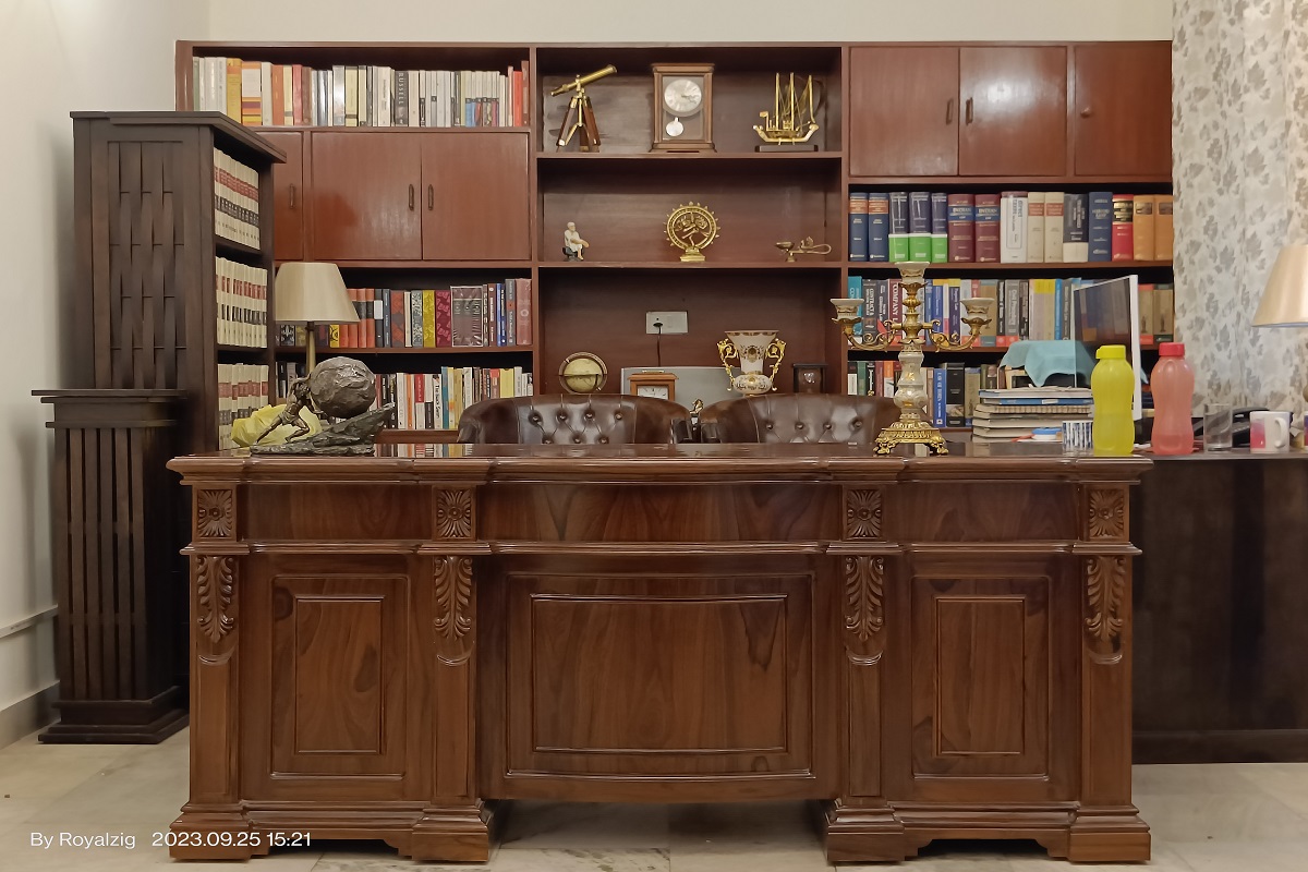 Lawyer Office Desk: Made From Premium Quality Teak Wood, Hand Carved by Royalzig