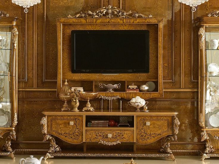 Luxury T V unit hand Carving Classic Italian & French Design - Carved in India - Brand Royalzig 
