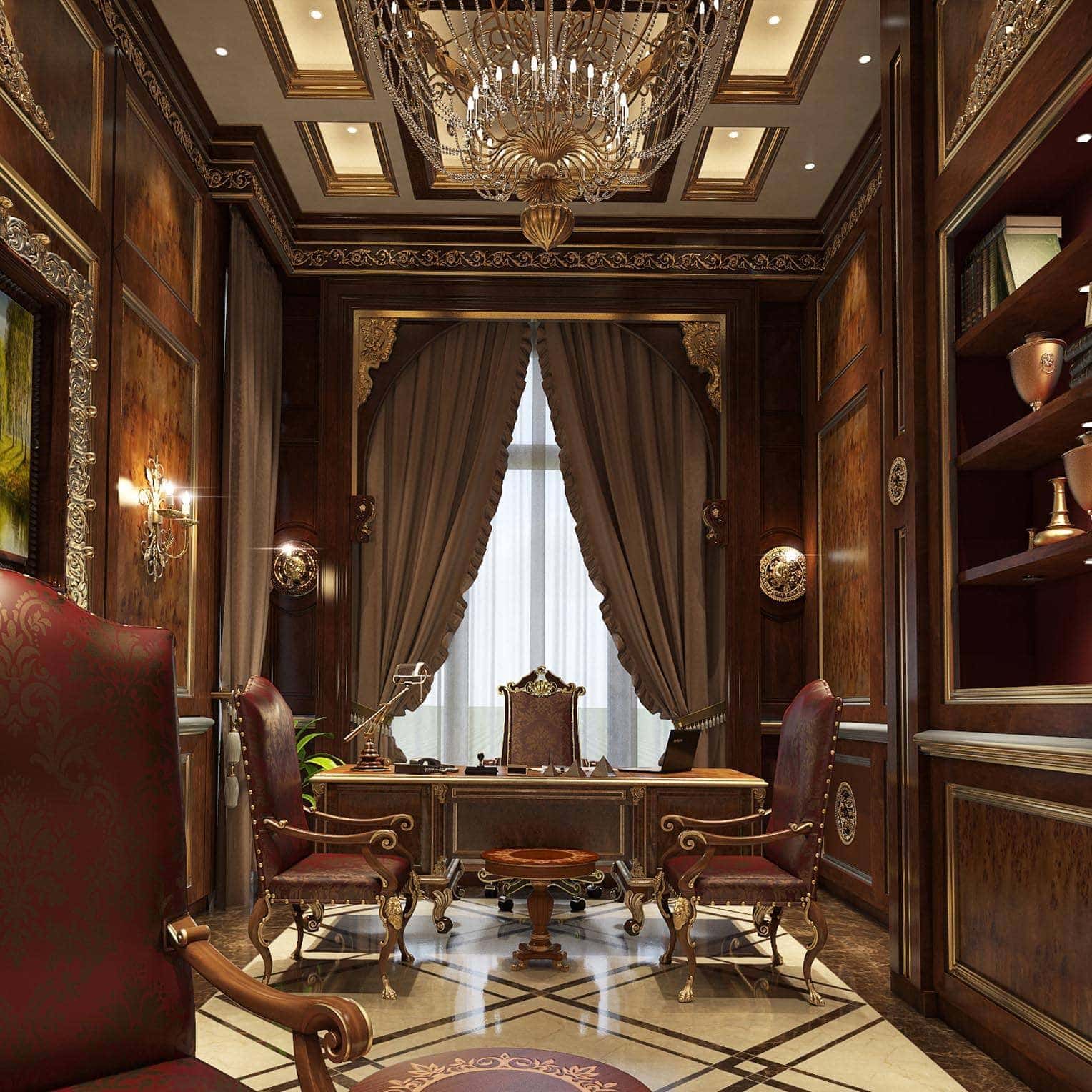 bespoke-exclusive-executive-Wooden-presidential-office-in-Italian-classic-luxury-Style-online-handmade-furniture-production-Brand Royalzig Luxury Furniture