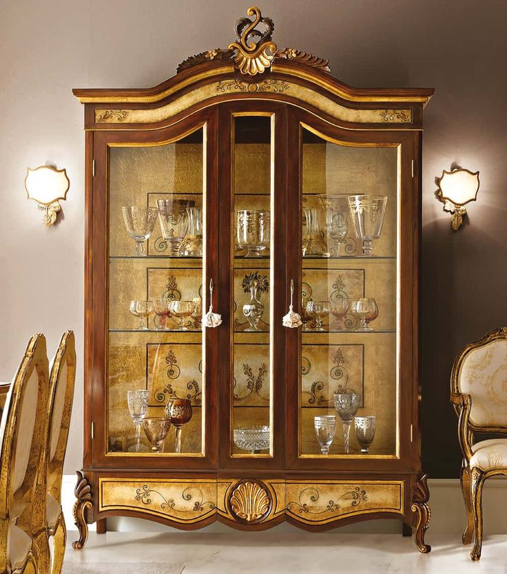 Classic Italian  Design China Cabinet in Teak Wood Luxury Carving- Carved in India -Shop Online- Brand Royalzig Luxury Furniture