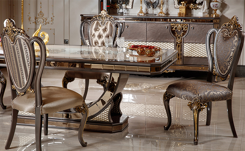 4 seater luxury dining table in classic carving design