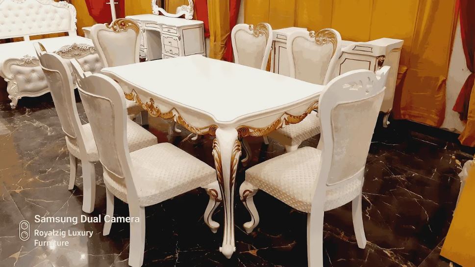 Neo Classic Style Handcrafted Luxury Dining Table 6 Seater