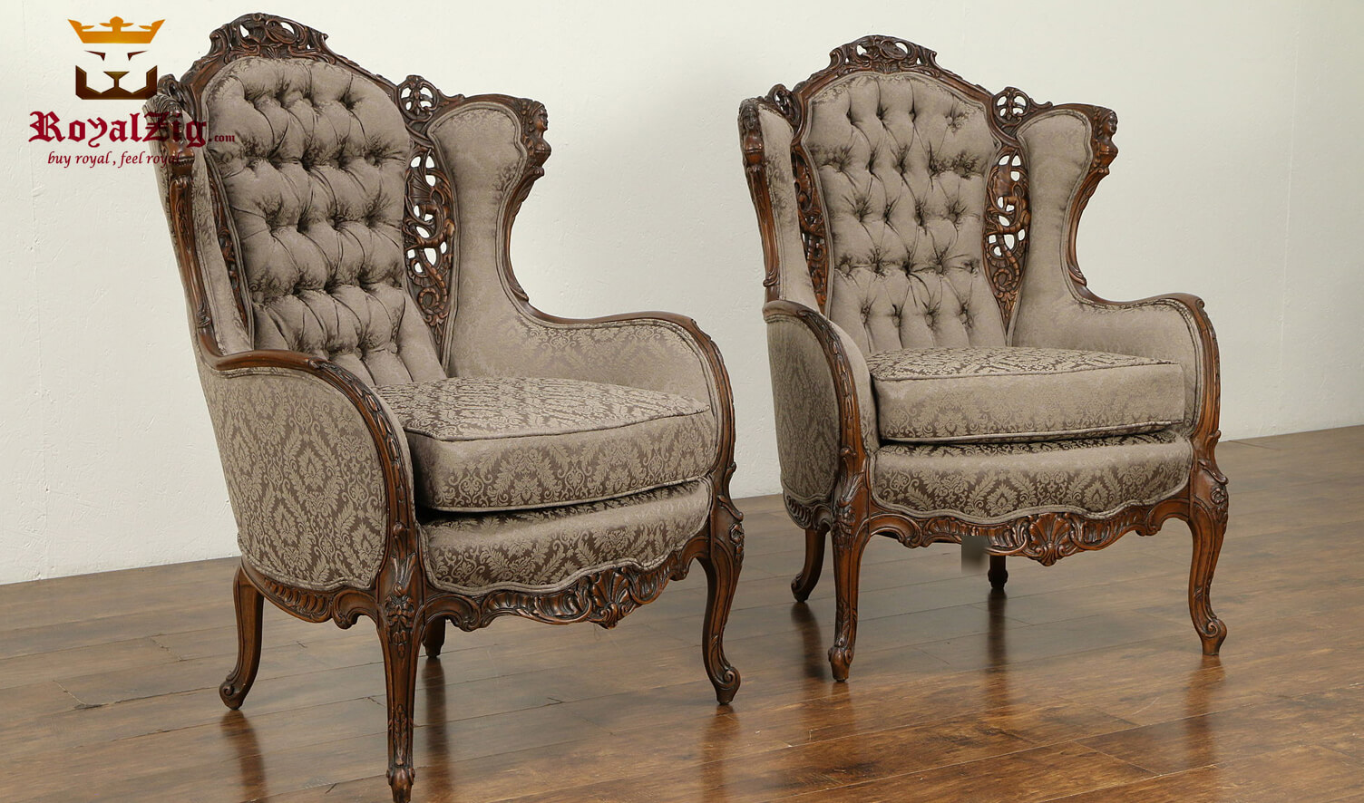 Antique Style Hand Crafted Tufted Wing Chair