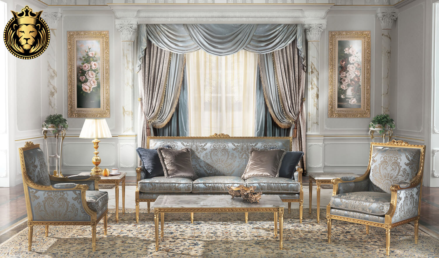 Visalia French Style Carved Sofa Set