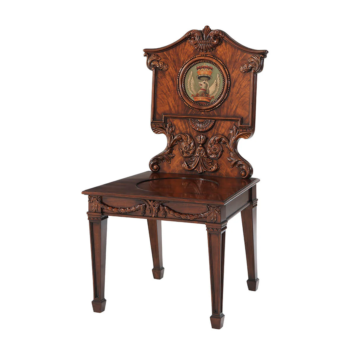 Hand Carved Chippendale Hall Accent Chair