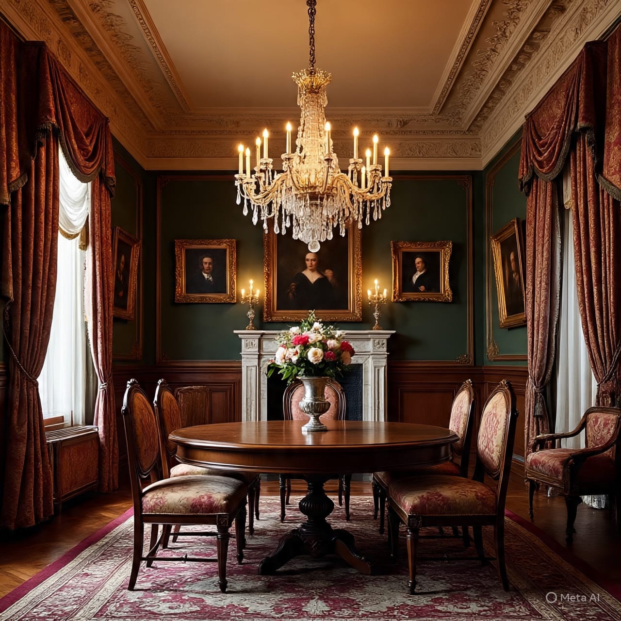 fireplace mantel in Dine area