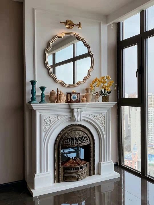 faux fireplace mantel wooden design