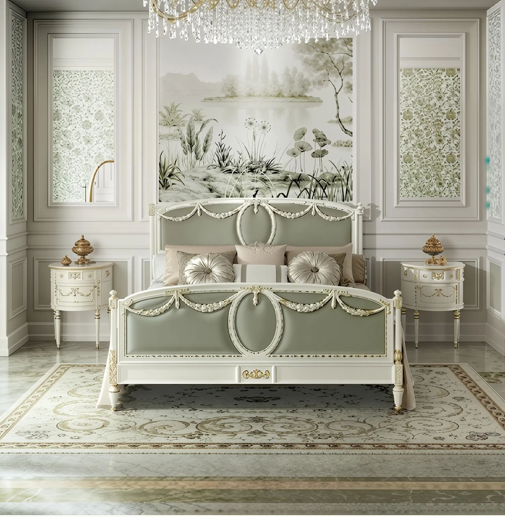 Roman-Inspired Neoclassical Bed – Classical Elegance with Modern Craftsmanship