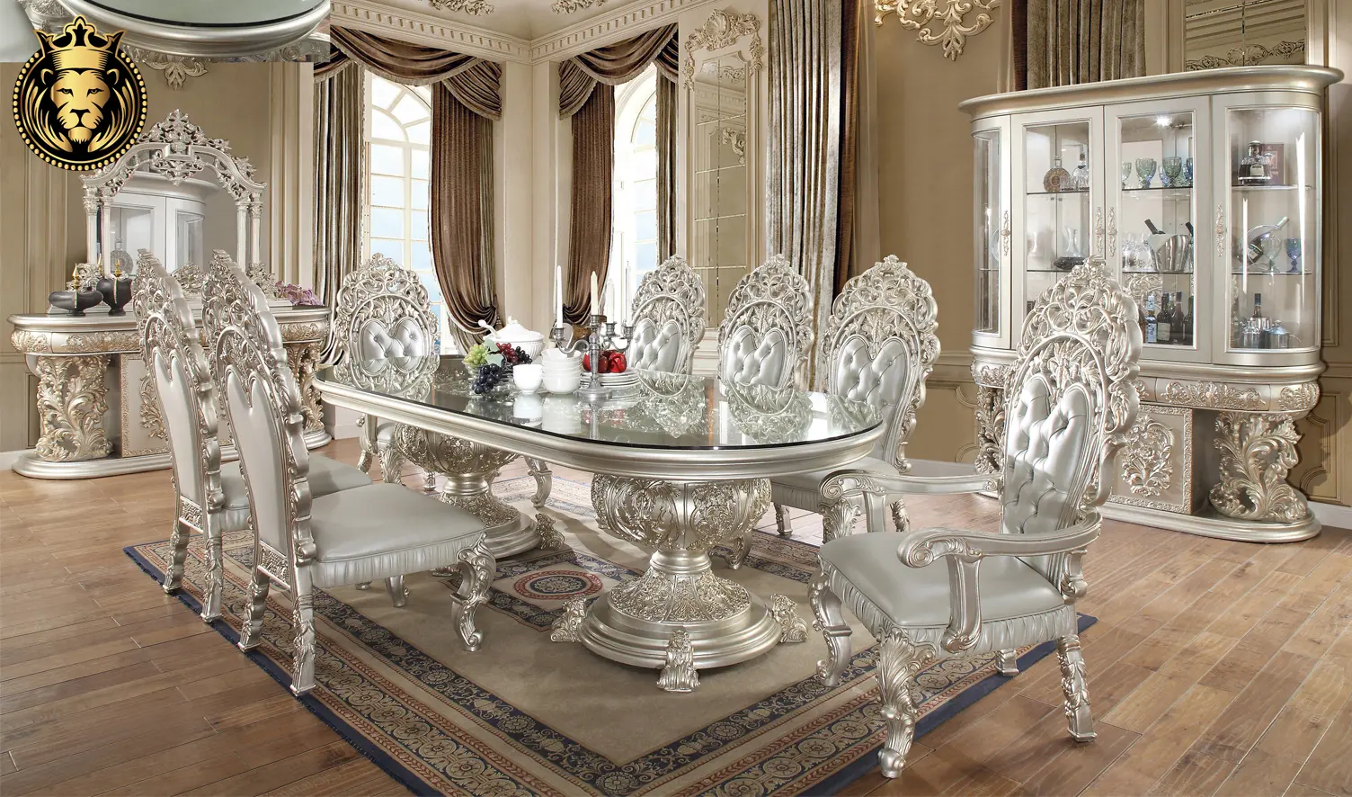 Amarillo European Style Hand Carved Dining Set