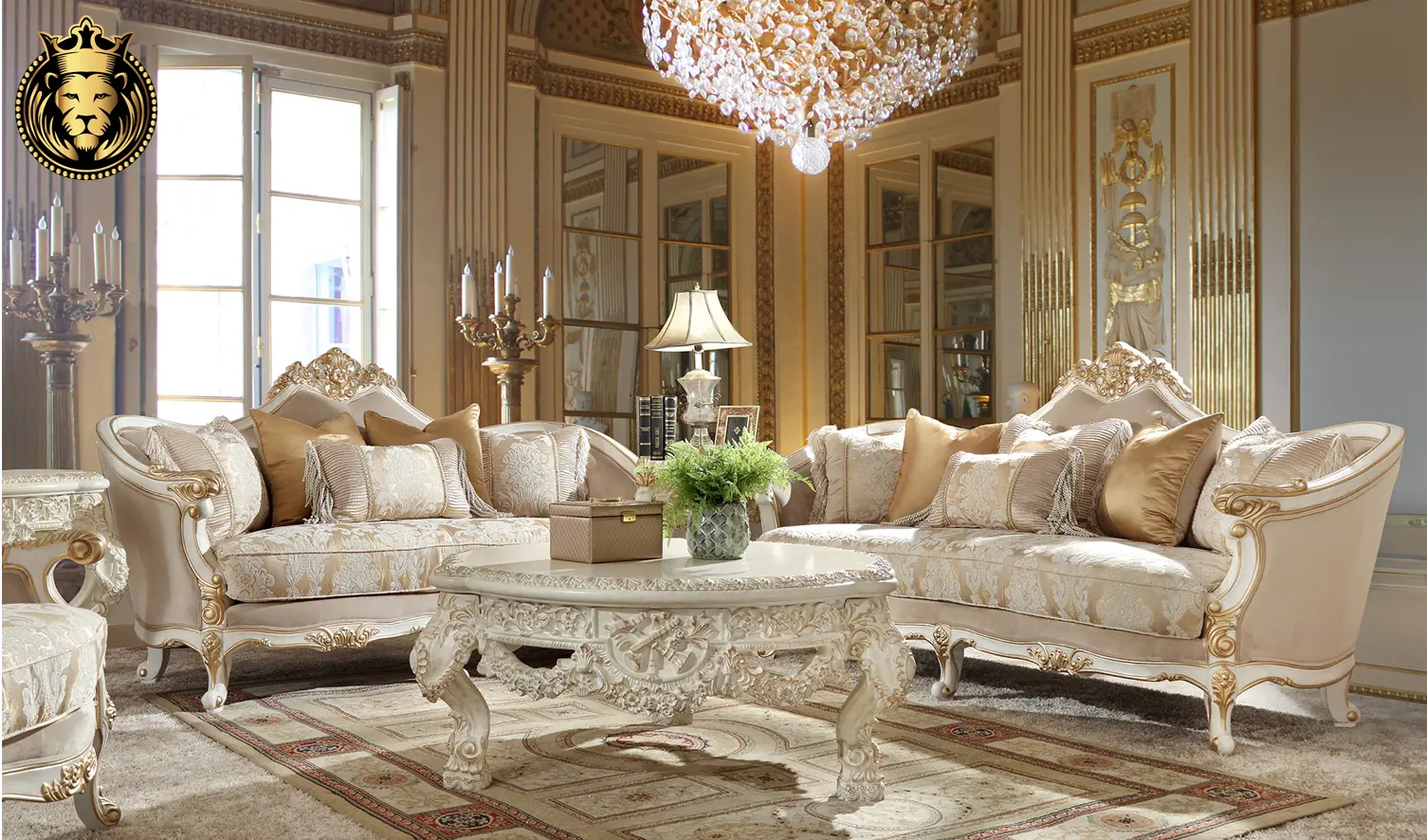 Raleigh Italian Style Hand Carved Sofa Set