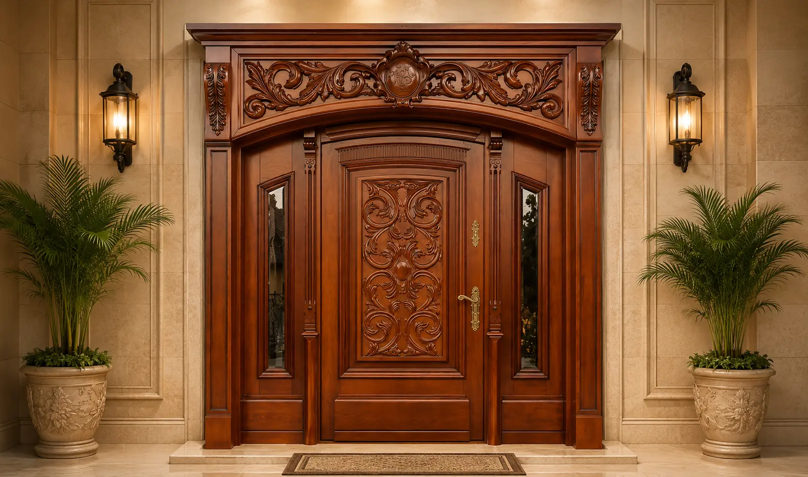 teak wood hand carved wooden door
