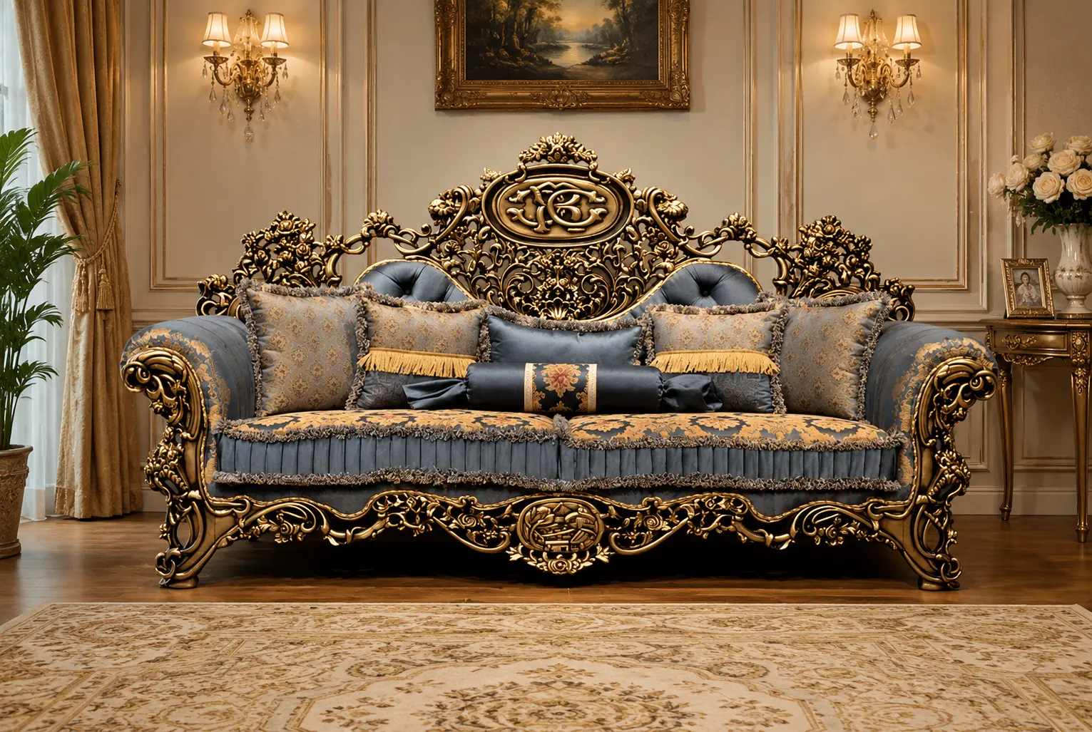 European Style Carved Designer Sofa