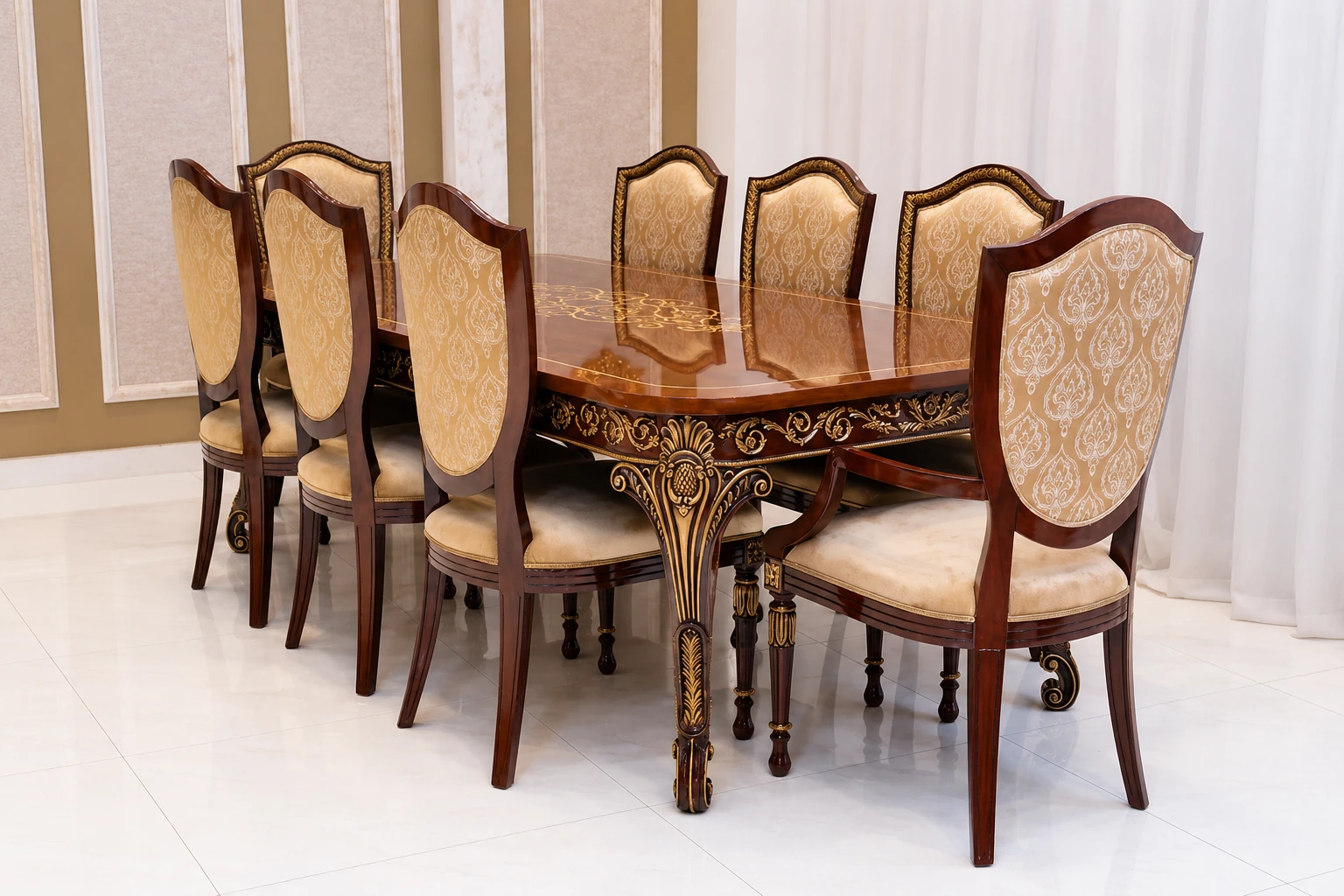 Royal Designed Wooden Antique Dining Set - Royalzig