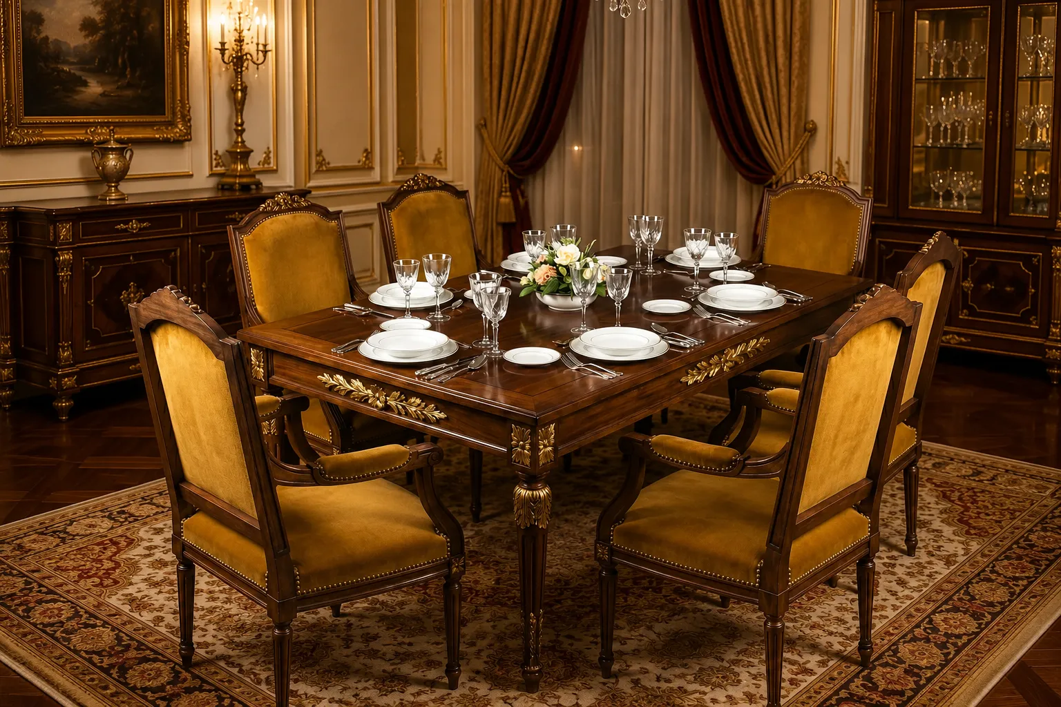 The Tuileries Louis XVI Dining Ensemble – 6 Seater Luxury Dining Set