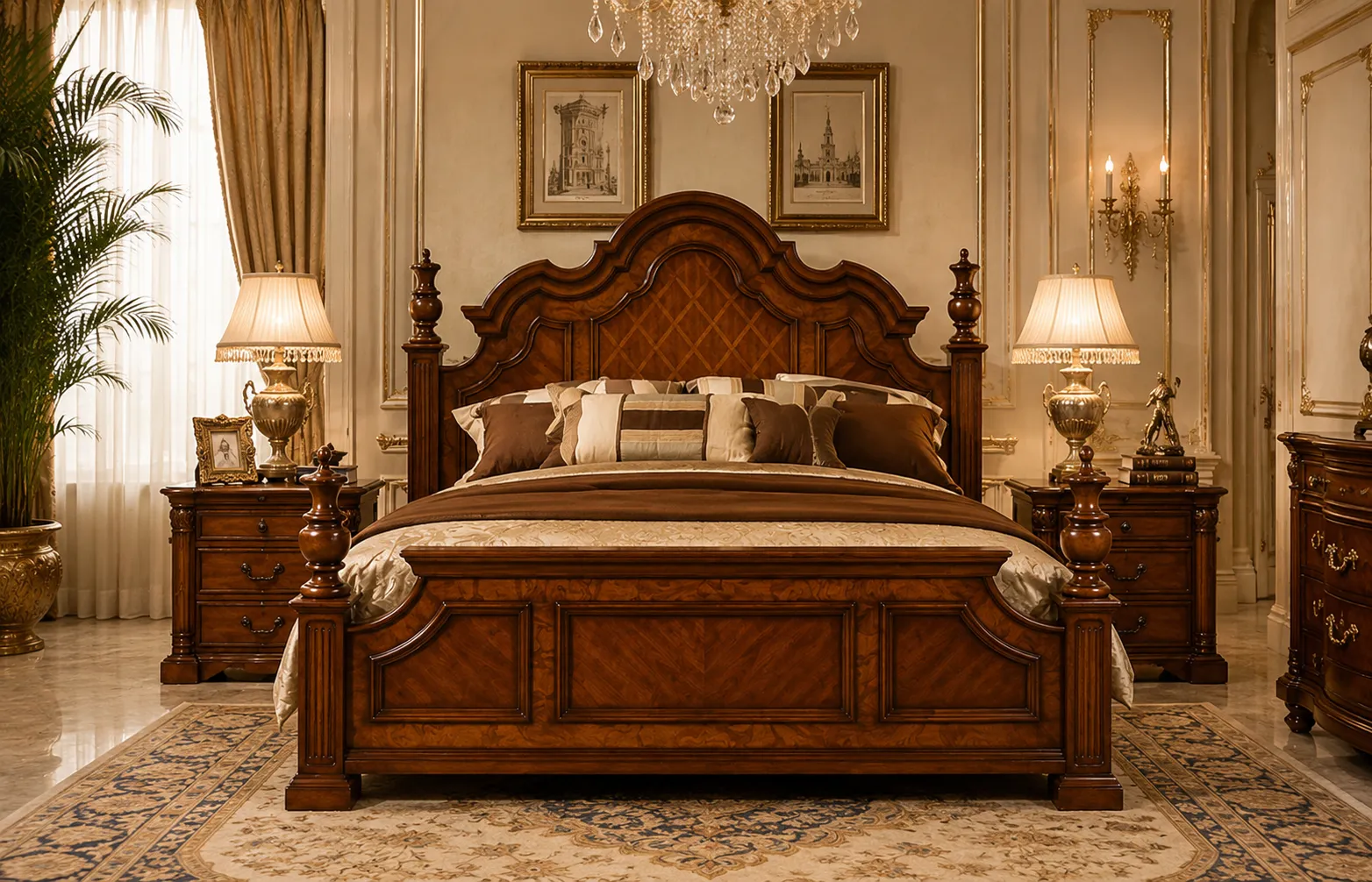 Amer Fort Antique Style King Size Bed