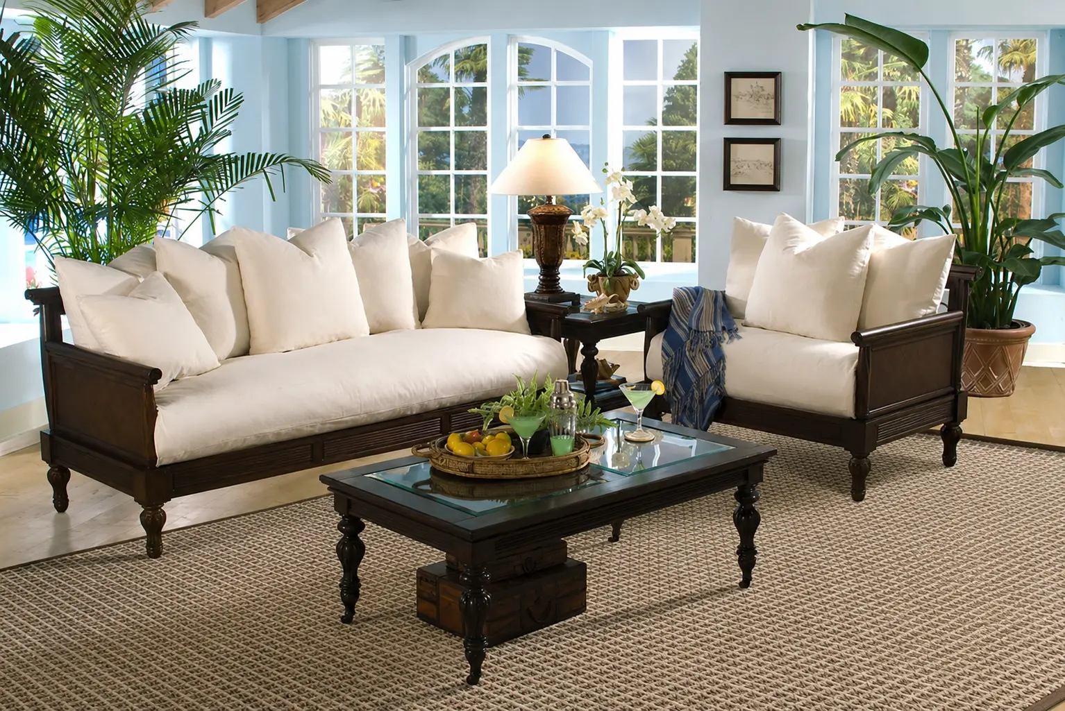 British Colonial Style Wooden Sofa Set