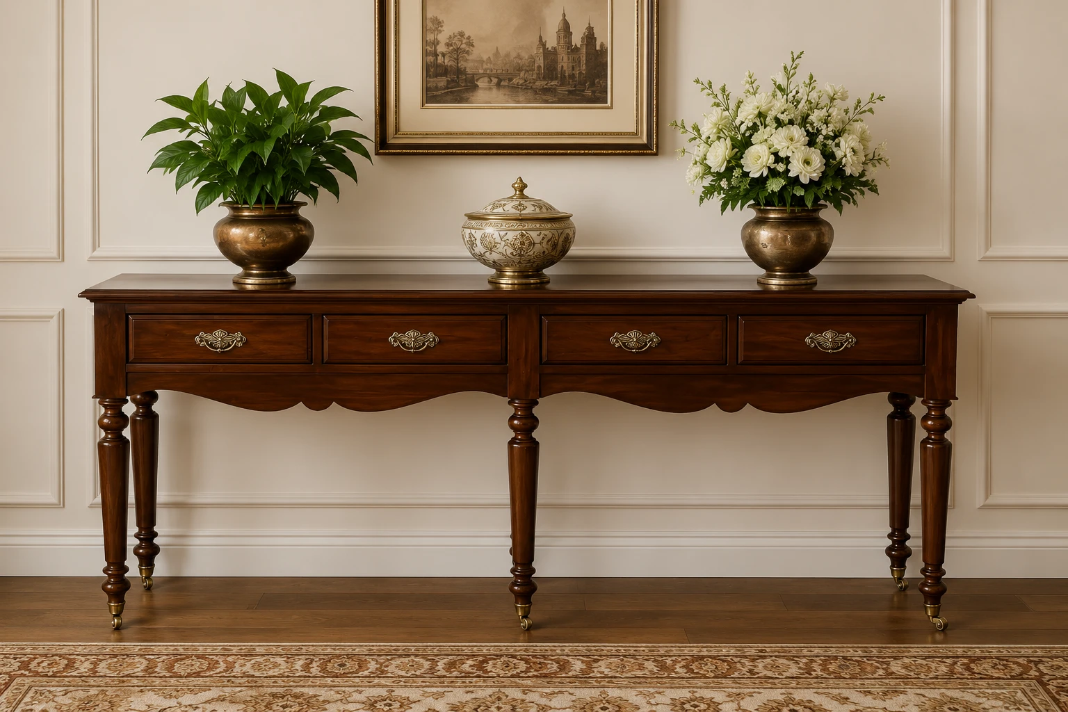 British Colonial Teakwood Console Table