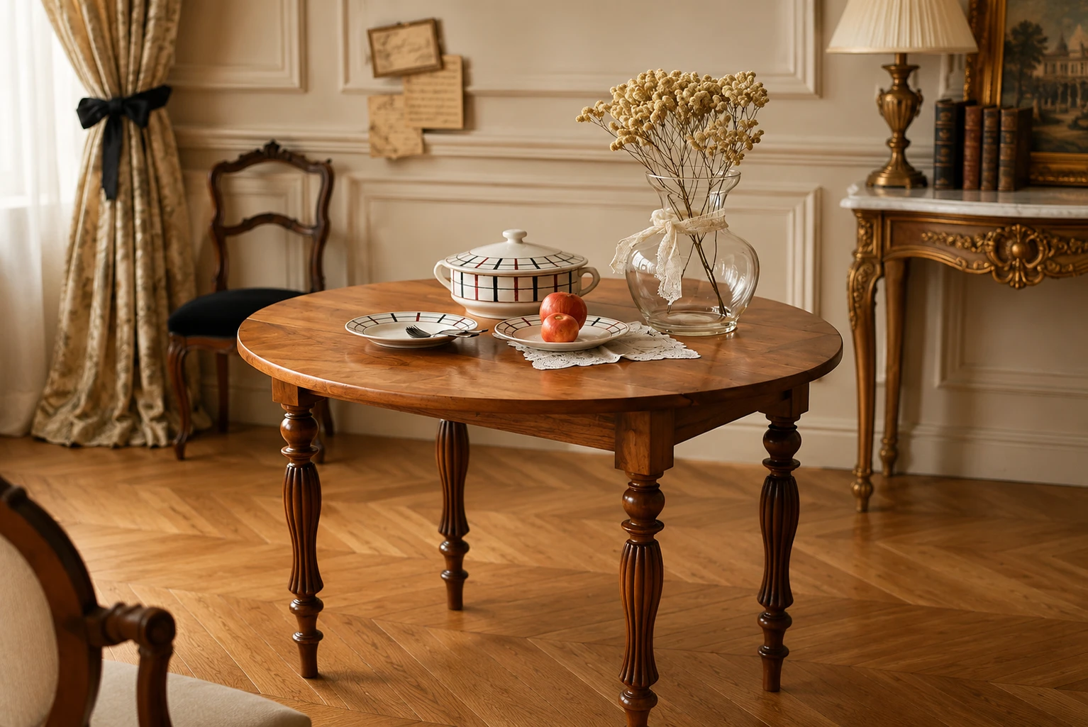 Colonial Style French Butterfly Foldable Round Table