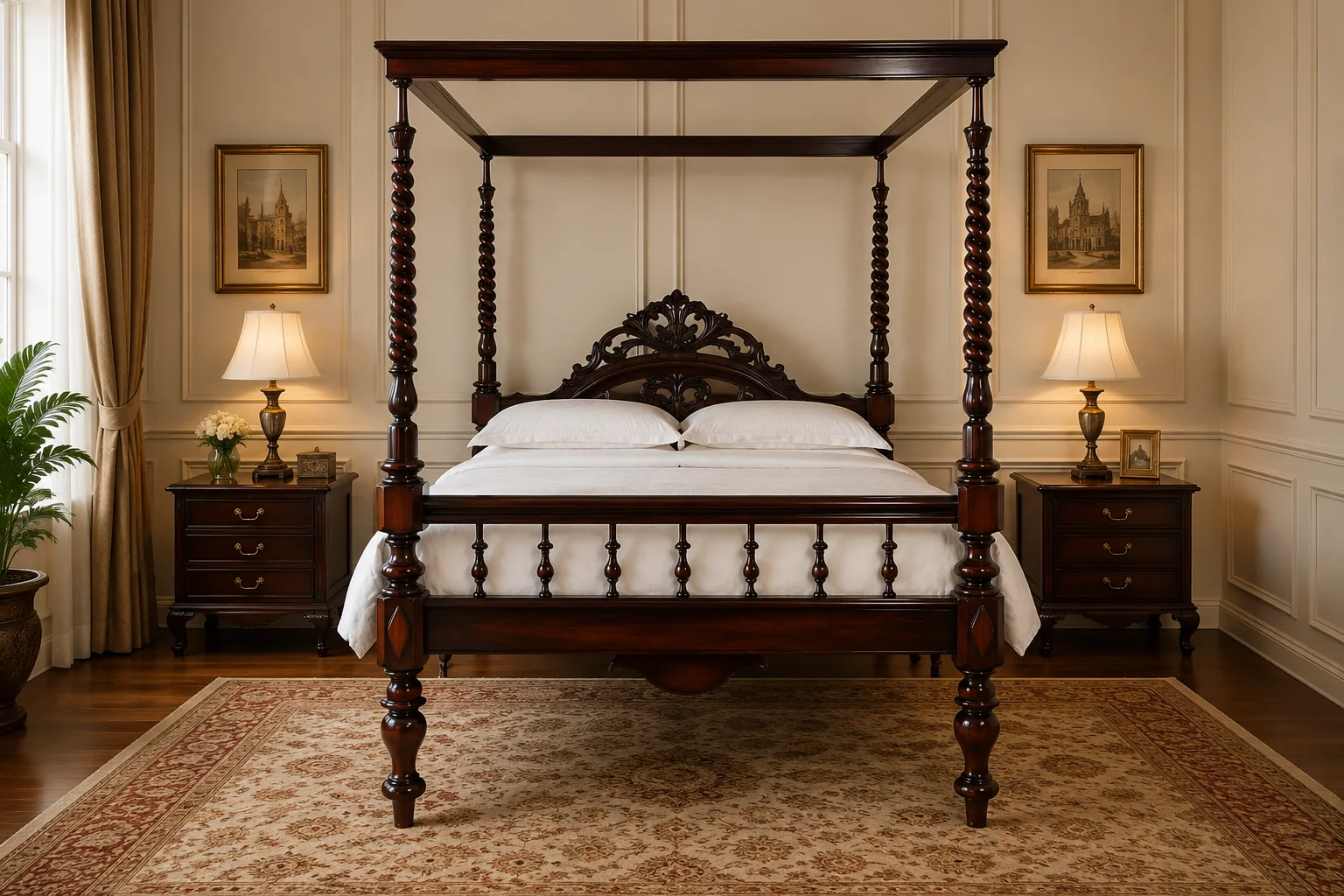 English Georgian Style Four Poster Bed