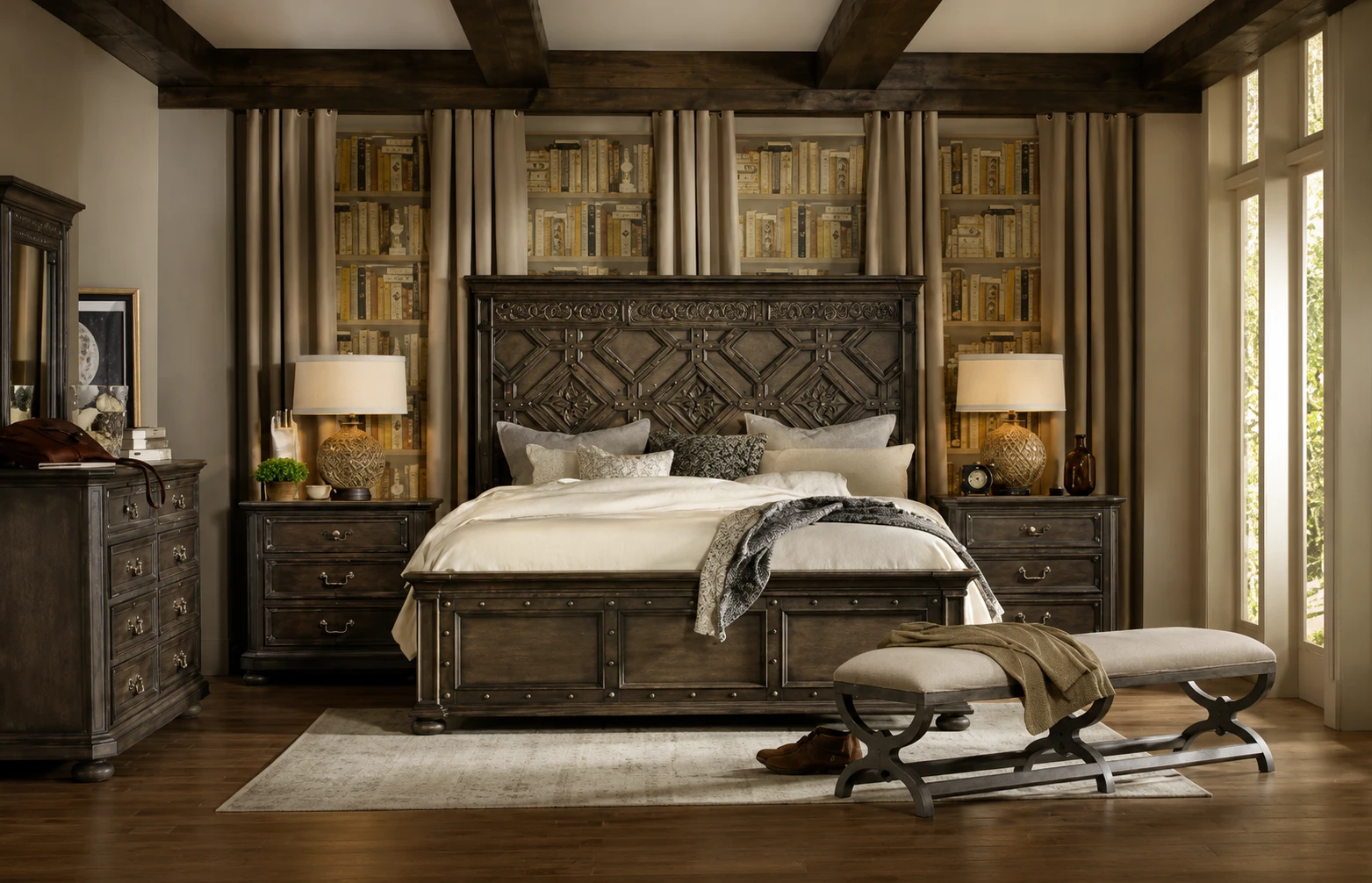 Handcrafted Vintage Panel Bed Solid Teak Wood