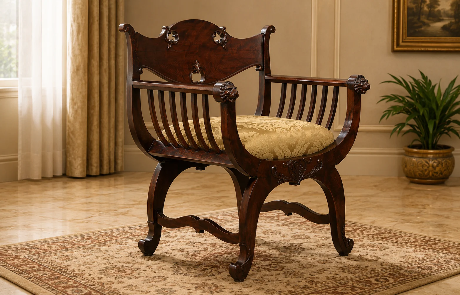 Maharaja Antique Style Hand Carved Chair