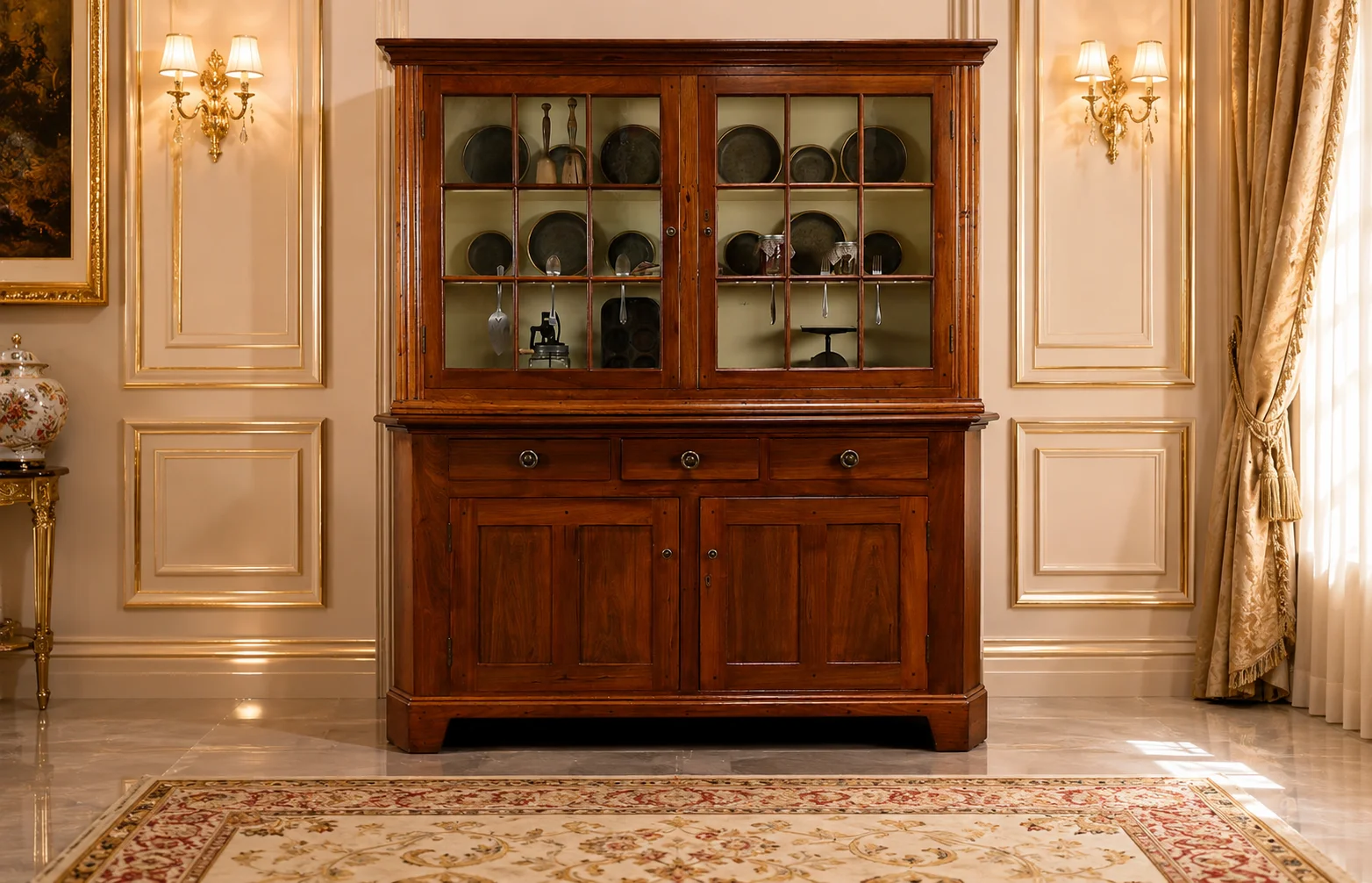 Mary Antique Wooden Display Cupboard