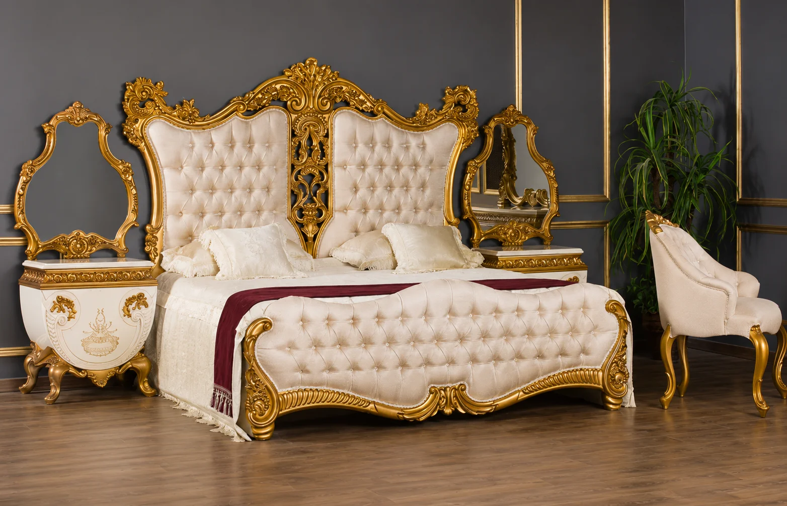 mohali classic style golden bedroom furniture