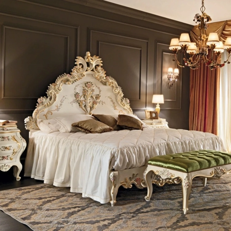 Victorian Style Bedroom Furniture – Hand-Painted King Bed and Nightstands  Elegant Antique Look