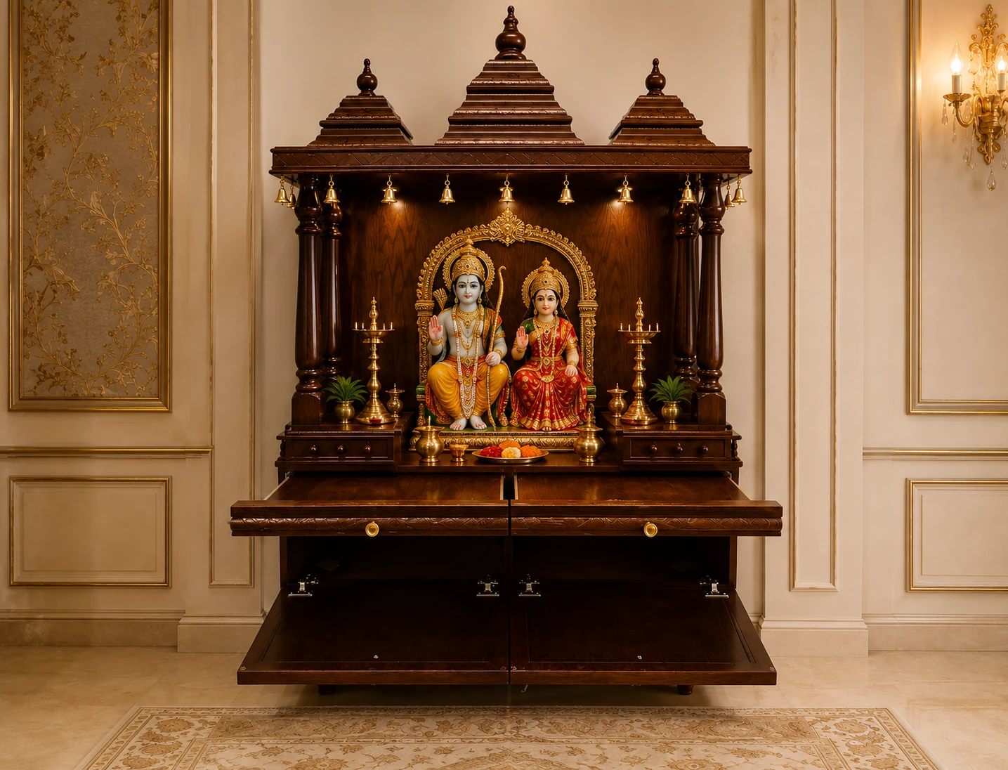 Teak Wood Pooja Temple for Home