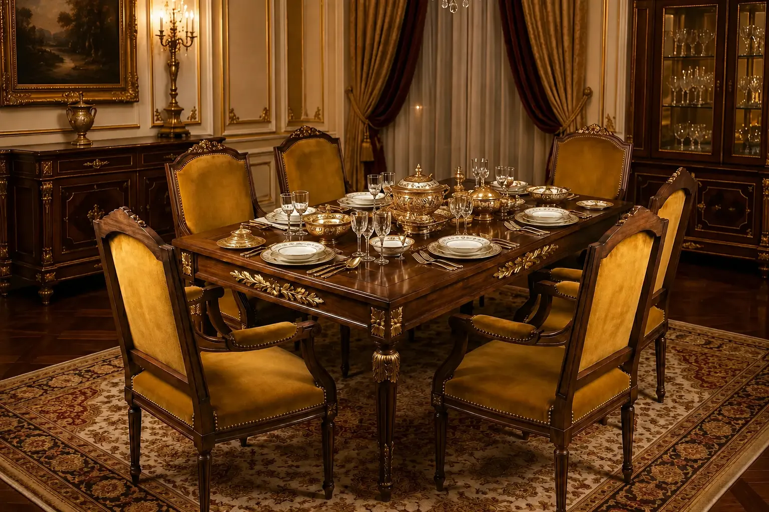 The Versailles Louis XVI Dining Ensemble – 6 Seater Luxury Dining Set