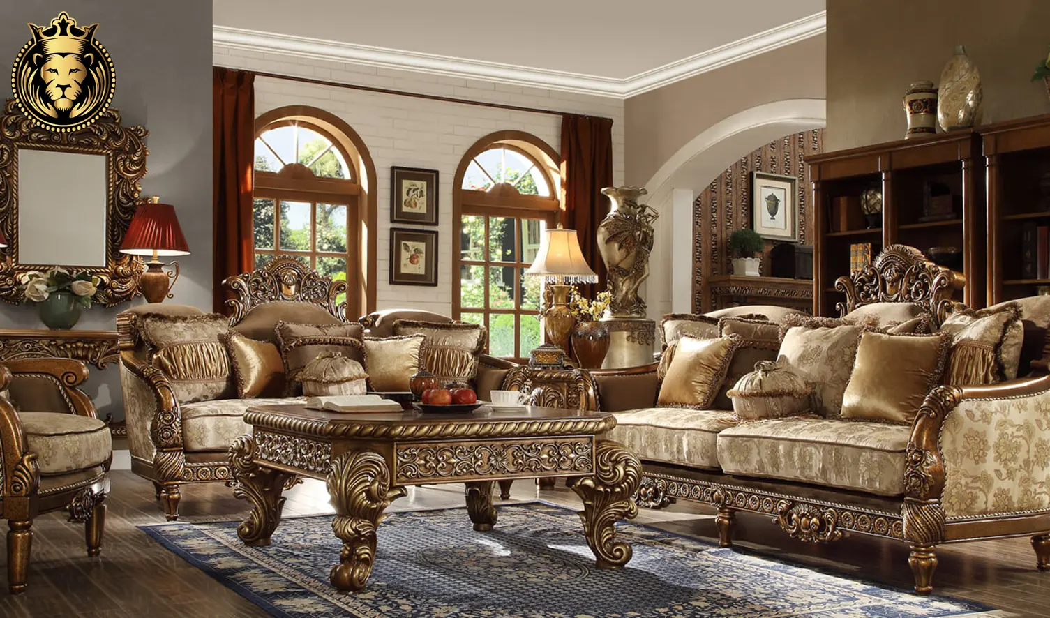 Detroit European Style High Carving Sofa Set
