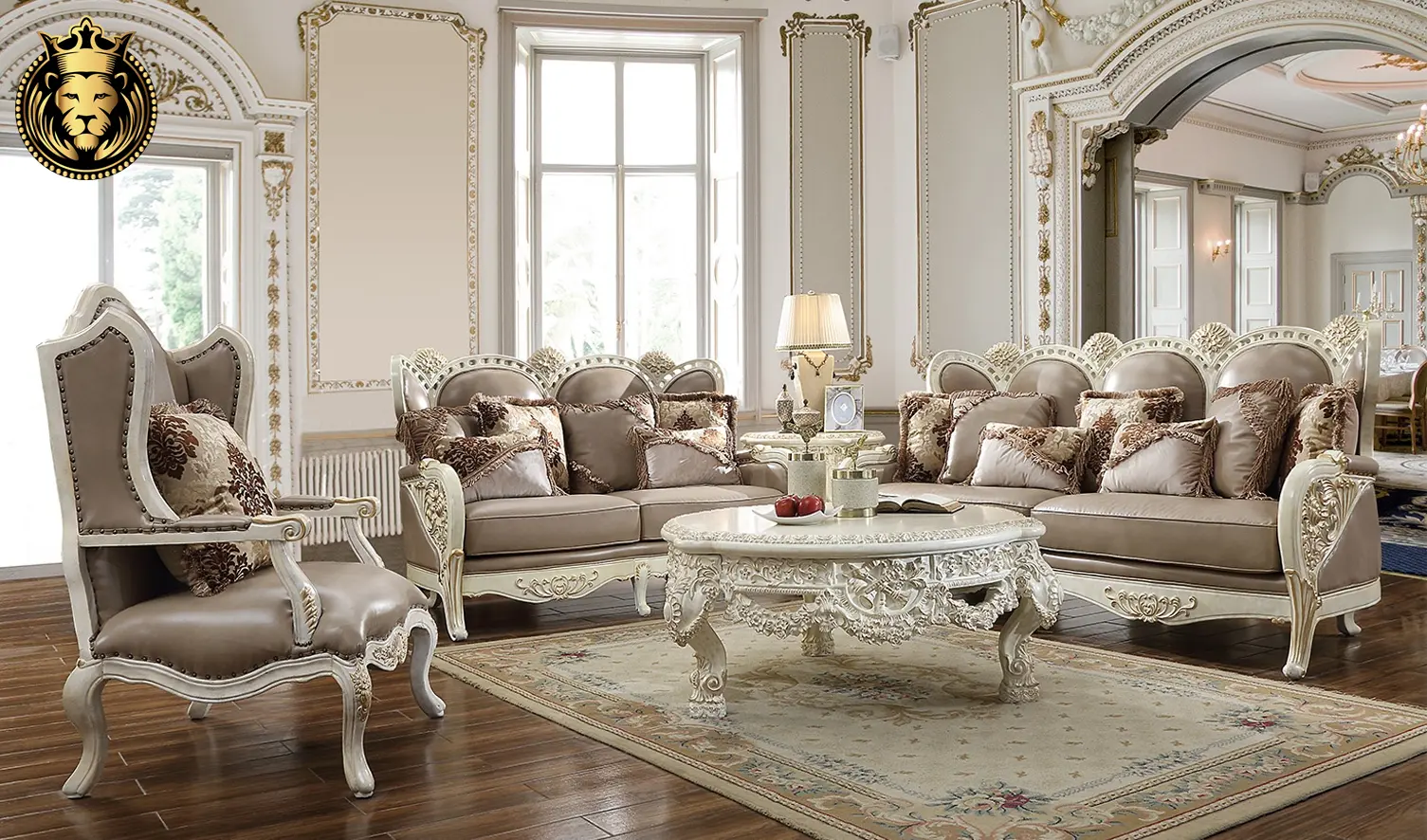 Jaksonville European Style Hand Carved Sofa Set