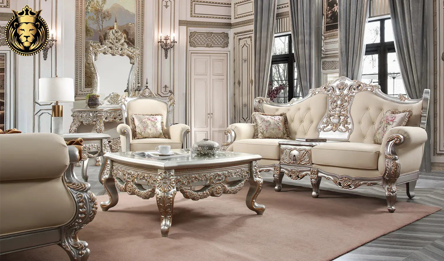 Los Angles Maharajah Style Hand Carved Sofa Set