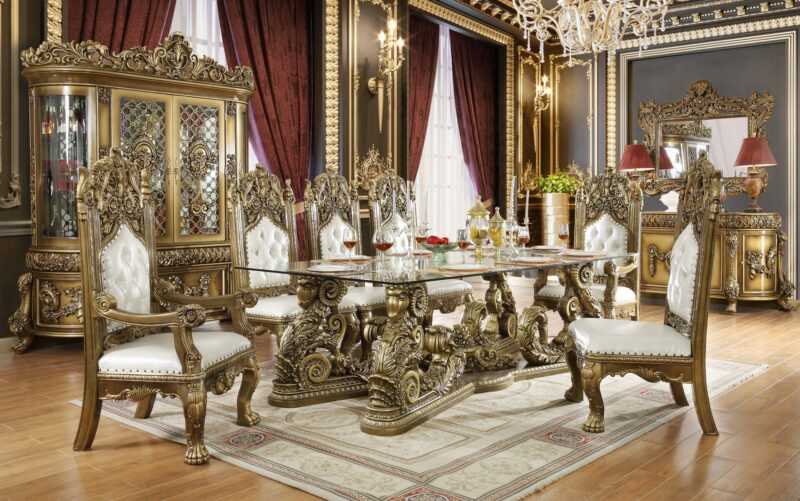 Luxury 6-Seater Hand-Carved Teak Dining Set – Victorian Style
