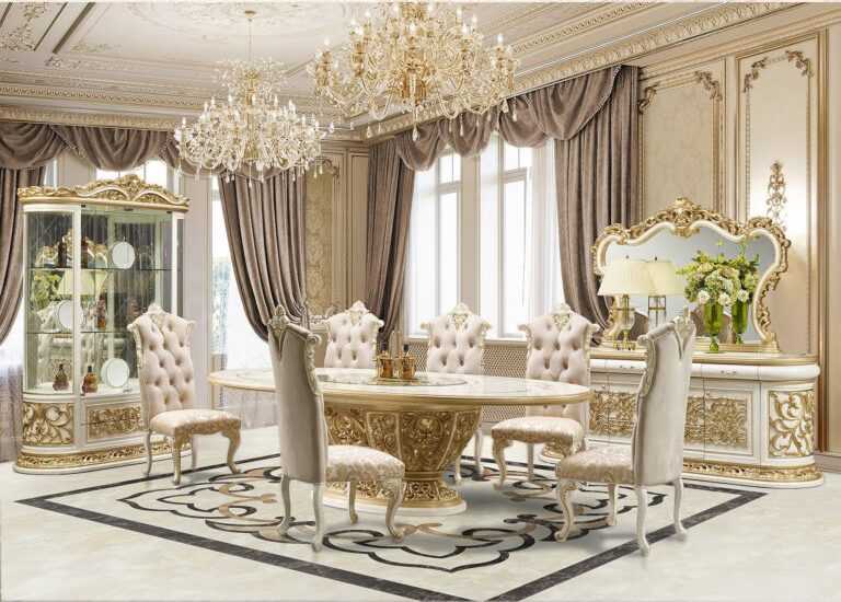 7-Piece Formal Dining Set – Includes Dining Table & 6 Upholstered Chairs