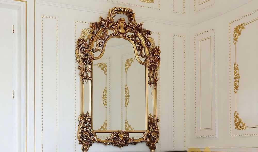 Antique-Inspired Heavily Carved Rococo Console with Mirror