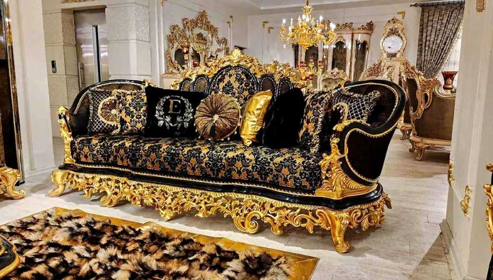 Black & Gold Luxury Sofa Set
