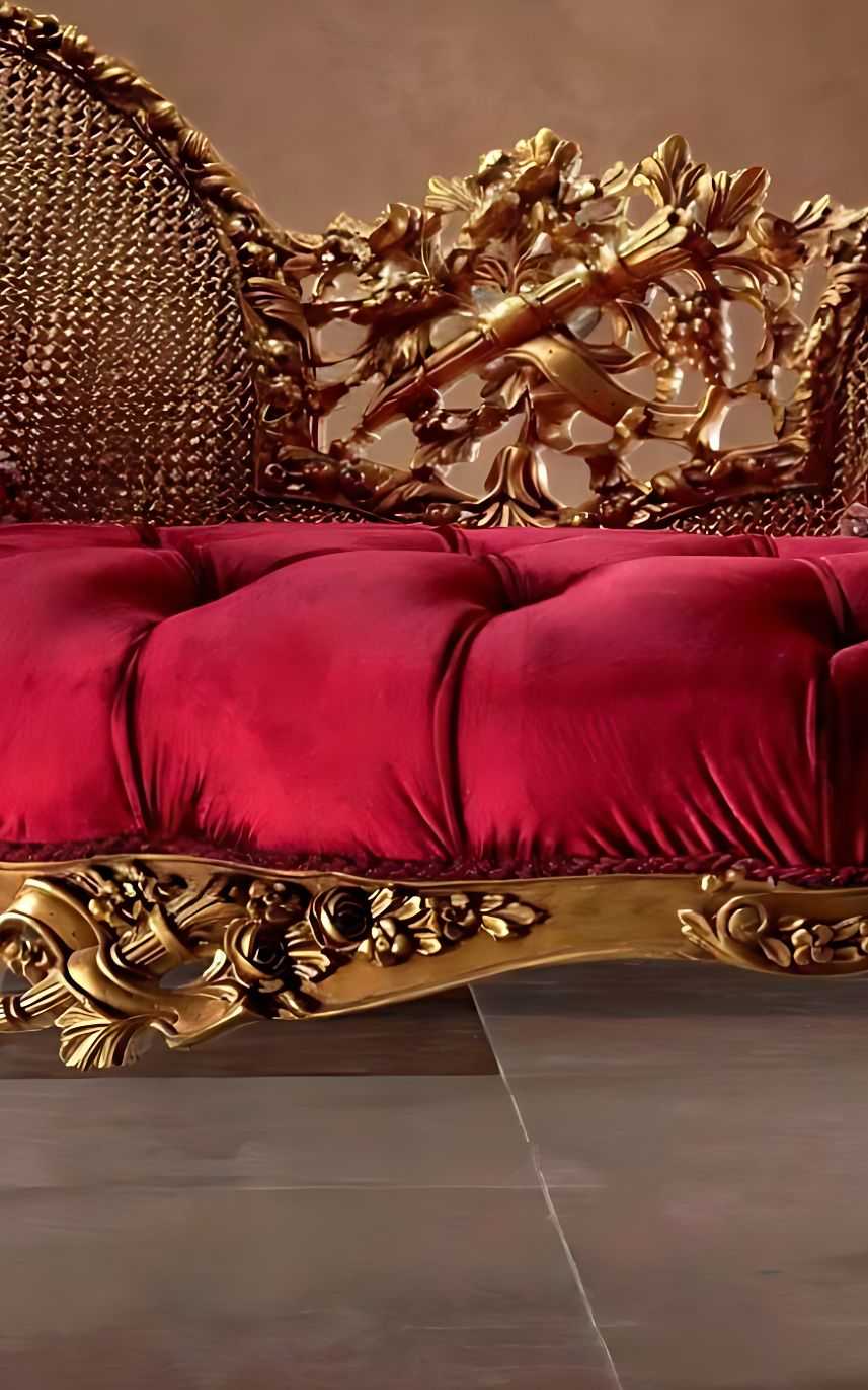 Classic French Loveseat – Gold Detailing and Luxurious Velvet