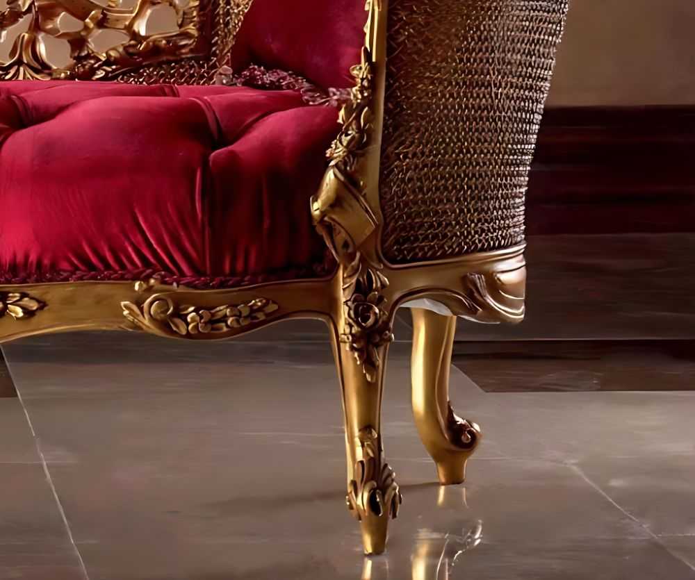 Classic French Loveseat – Gold Detailing and Luxurious Velvet