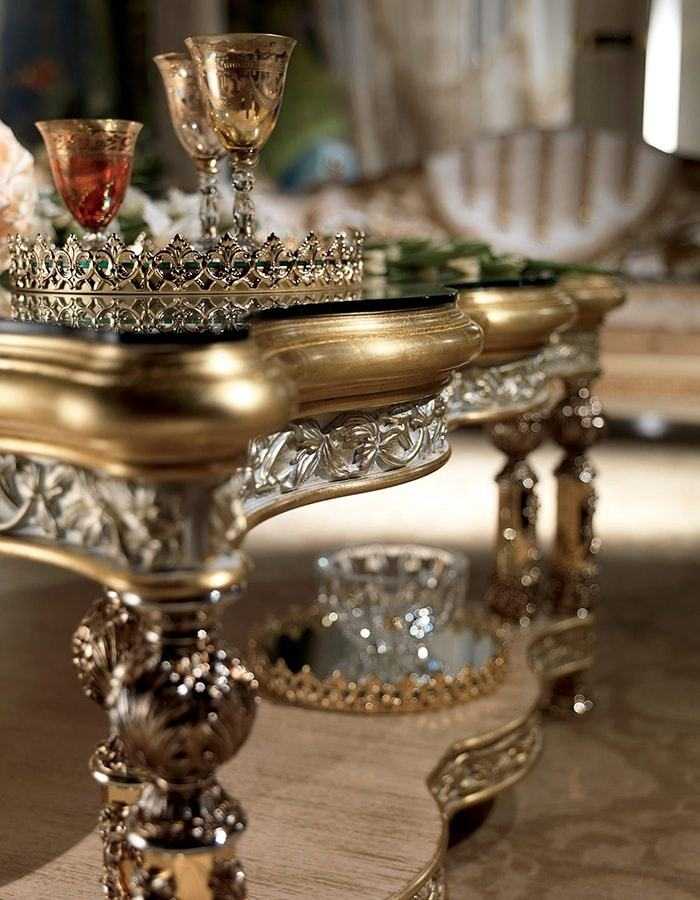 Elegant European Sofa Set – Cream Fabric & Intricate Gold Leaf Carving