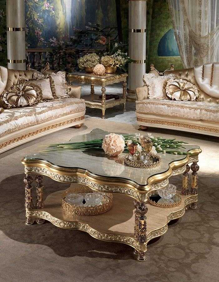 Elegant European Sofa Set – Cream Fabric & Intricate Gold Leaf Carving