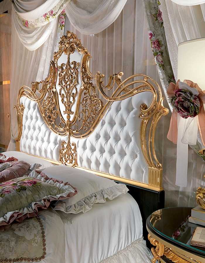 Elite Luxury Heritage Bedroom with Grand Baroque Architecture, Golden Ornamental Framework  And Custom Embellished Textiles