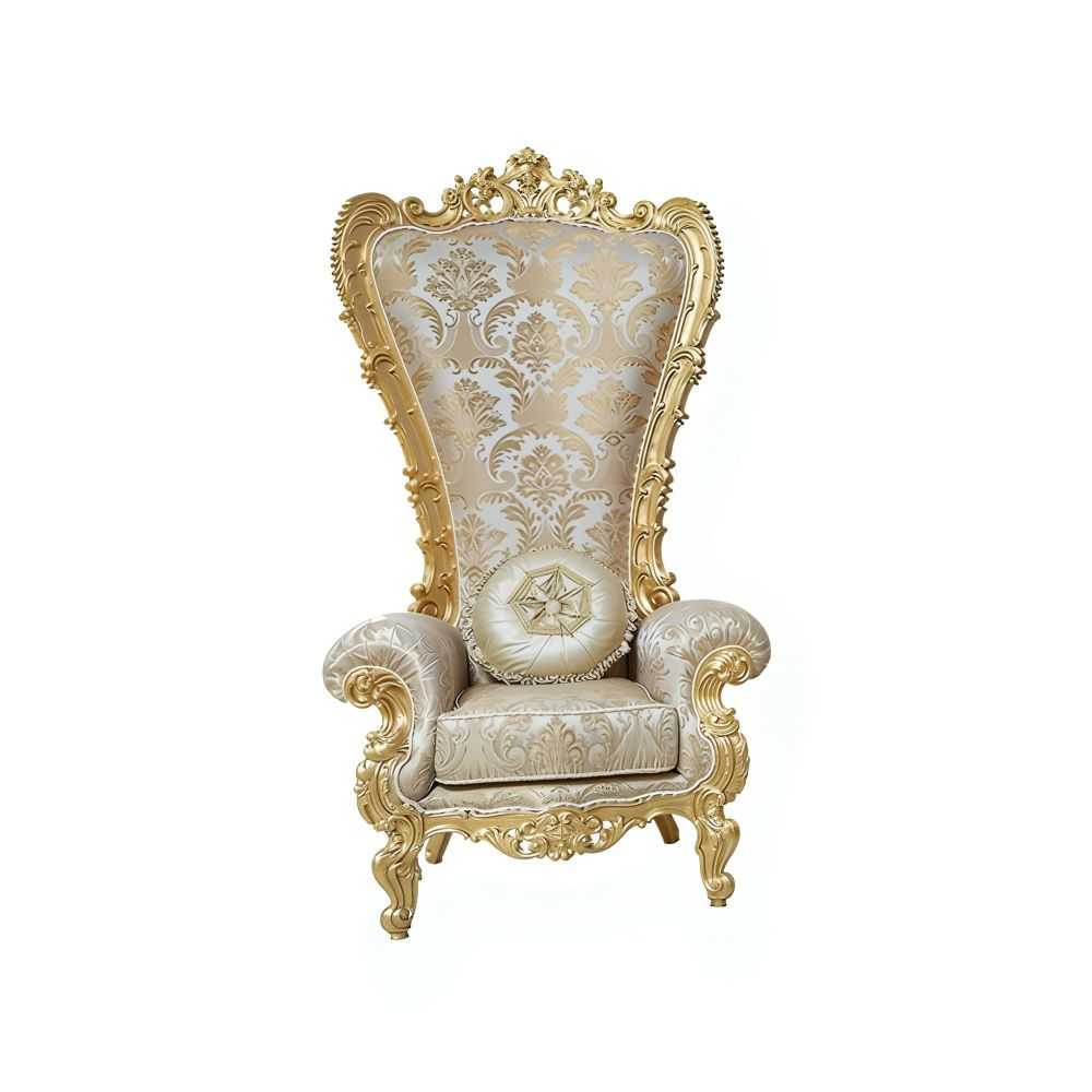 French Baroque Throne Chairs – Luxurious Gold Leaf & Sculpted Frame